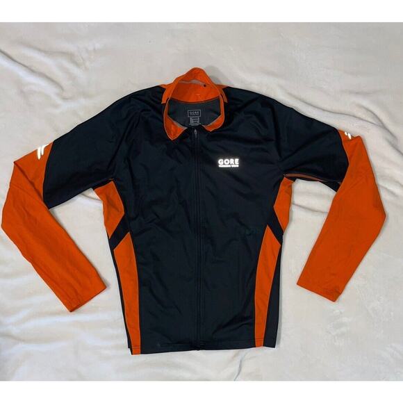 Gore Men’s Running Wear Wind stopper Jacket Black And Orange - Picture 1 of 5